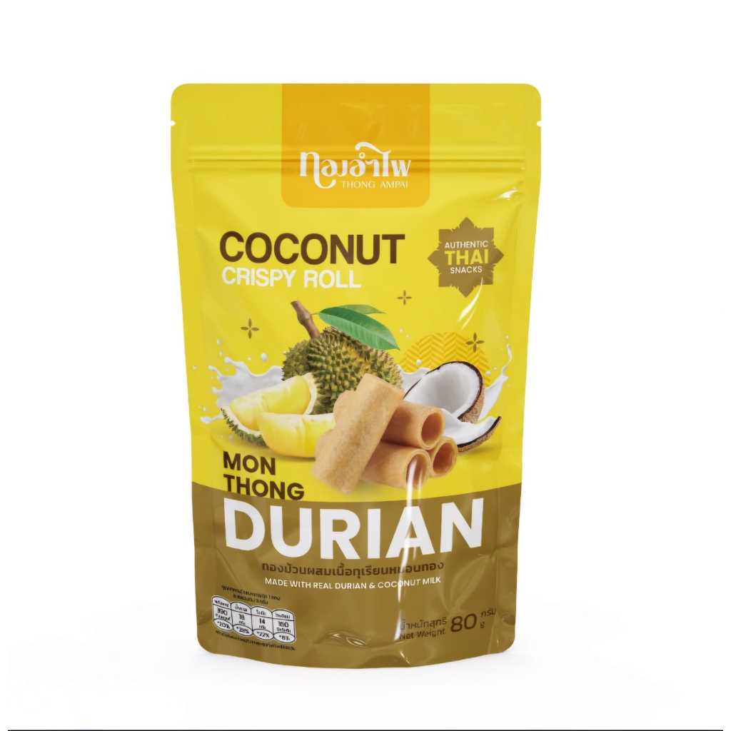 Thong Ampai Coconut Crispy Durian roll 80g